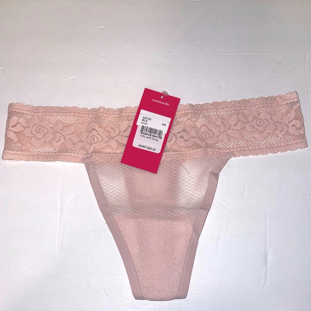 Chic Elegance: New with Tags Commando Blush Lace Thong (One Size)